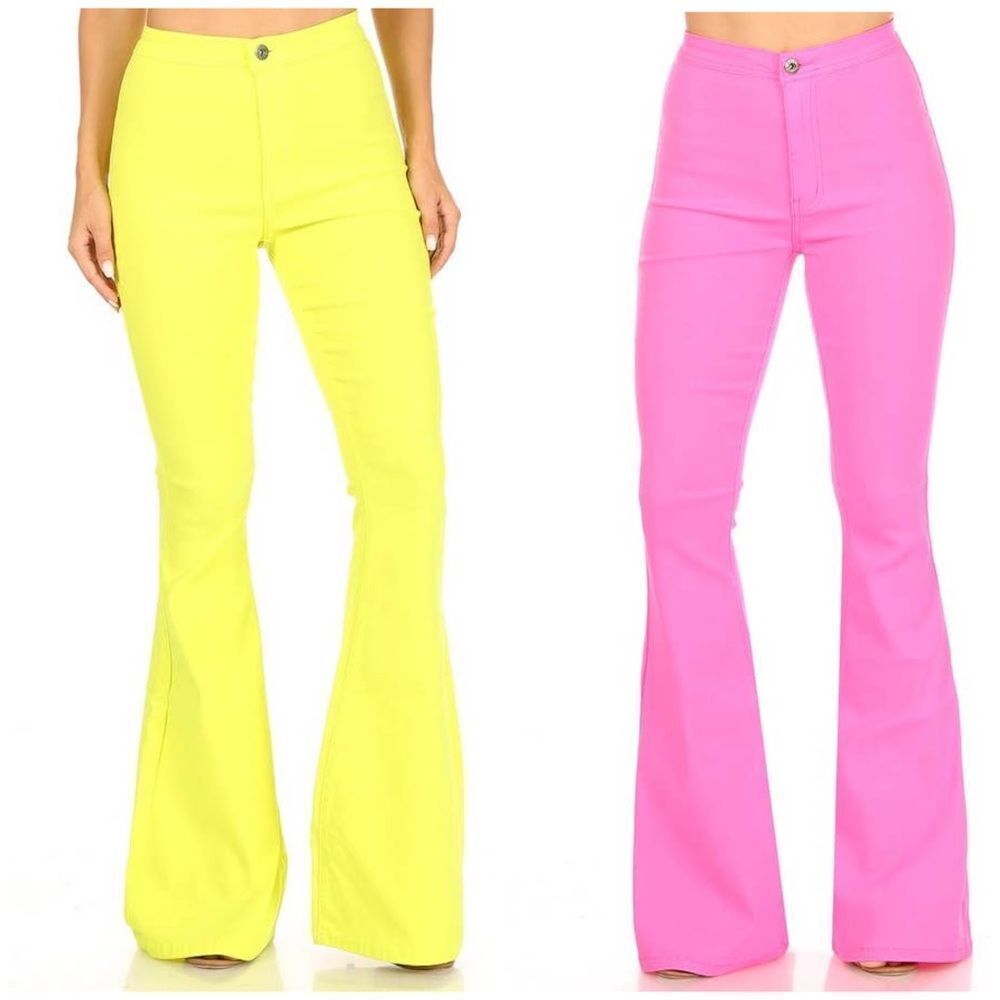 Super Stretch Neon Bell Bottom Pants